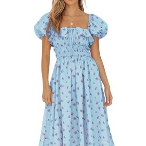 R Vivimos Blue Smocked Dress